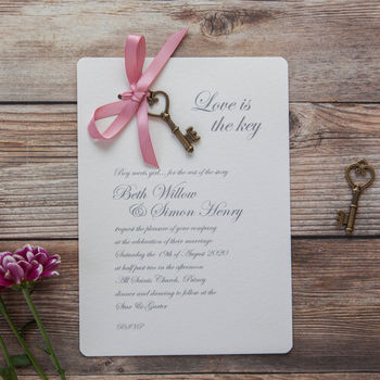'Love Is The Key' DIY Wedding Invitation Pack, 2 of 10