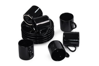 Set Of Six Porcelain Espresso Cup And Saucer Set Black, 4 of 5