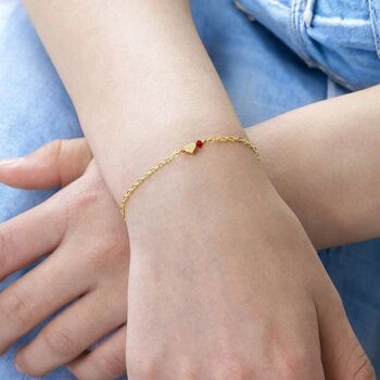 Tiny Gold Plated Heart Birthstone Bracelet, 3 of 8