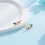 Sterling Silver Rainbow Marquise Cz Cluster Crawler Earrings, thumbnail 7 of 11