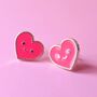 Happy Heart Enamel Studs, thumbnail 2 of 3