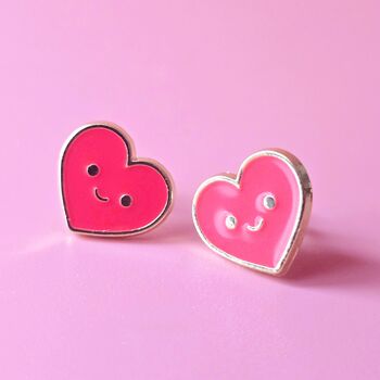 Happy Heart Enamel Studs, 2 of 3