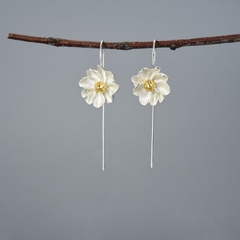 Sterling Silver Jasmine Flower Earrings, 6 of 6