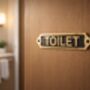 Traditional Brass Toilet Door Plaque With Black Finish, thumbnail 7 of 7
