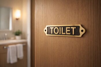 Traditional Brass Toilet Door Plaque With Black Finish, 7 of 7