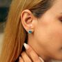 Heart Of Ocean Blue Sterling Silver Stud Earrings, thumbnail 1 of 4