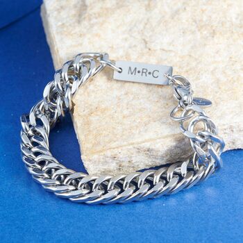 9 Mm Engraveable Flat Curb Bracelet, Cuban Link Bracelet, 3 of 9