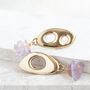 Recycled Brass Ametrine Beads Abstract Earrings, thumbnail 2 of 3