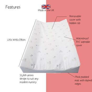 Anti Roll Safari Baby Changing Mat, Jungle Print Wedge Mat, 2 of 7