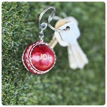 Personalised Vintage Miniature Cricket Ball Keyring, 4 of 12