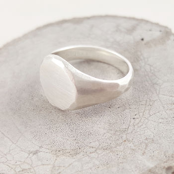 Silver Textured Signet Ring, 5 of 7
