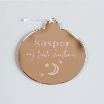 Personalised My First Christmas Star And Moon Bauble, 3 of 4