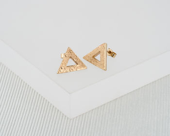 Geometric Triangle Solid Gold Studs, 4 of 6