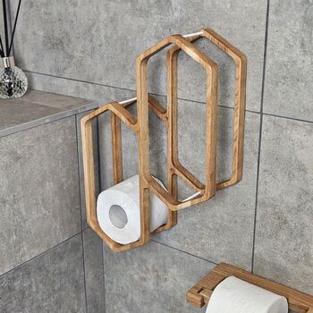 Scandi Oak Wood Toilet Paper Holder, 3 of 11
