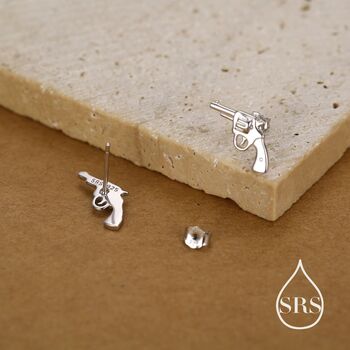 Sterling Silver Pistol Stud Earrings, 5 of 12