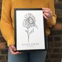 Hand Illustrated Sunflower Flower Print, thumbnail 1 of 8