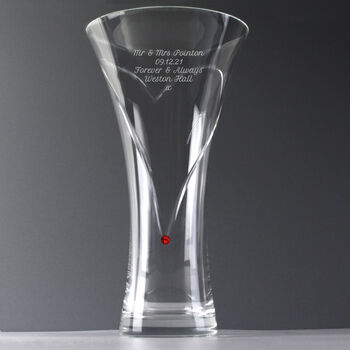Personalised Heart Ruby Swarovski Hand Cut Glass Vase, 3 of 5