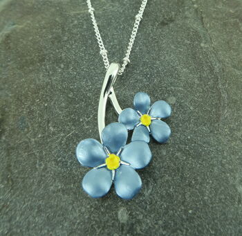 Forget Me Not Blue Flower Pendant Necklace, 2 of 6