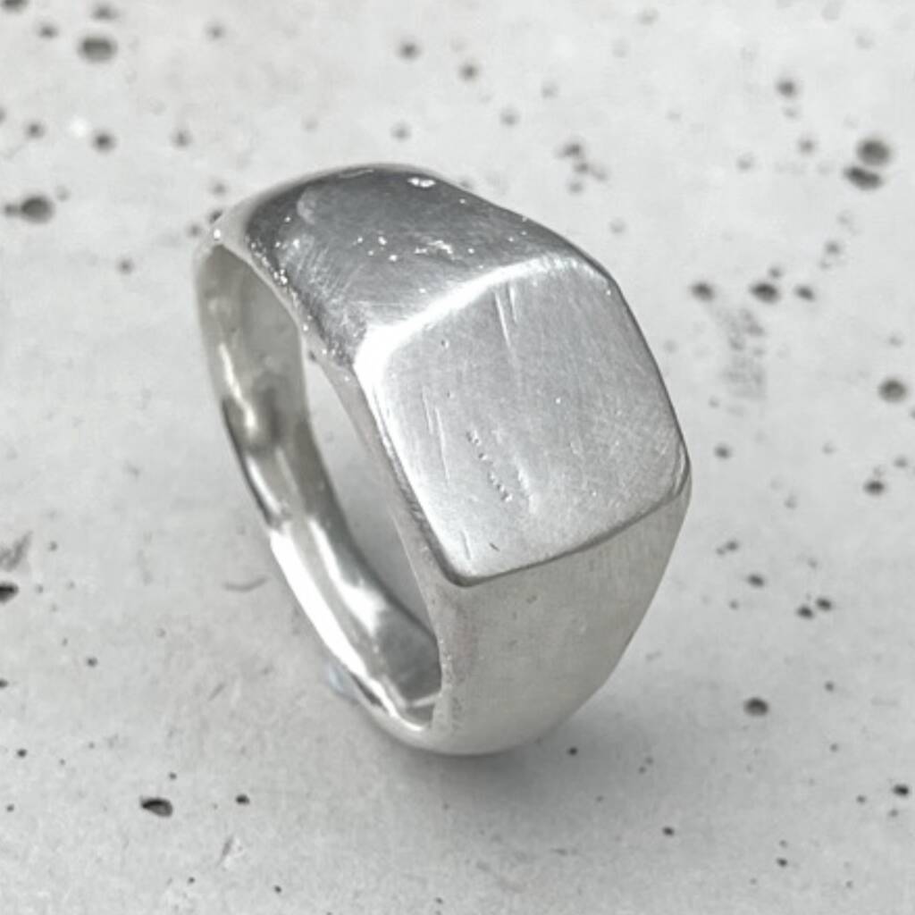 Sterling Silver Textured Square Signet Ring By The Jewellery Boutique ...