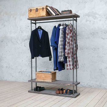 Tweed Two Shelves Industrial Clothes Rail, 2 of 7