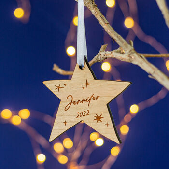 Matisse Personalised Star Christmas Tree Decoration, 5 of 5