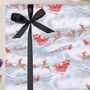 Three Sheets Of Blue Santa Sleigh Christmas Wrapping Paper, thumbnail 1 of 2