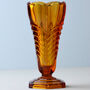 Vintage Amber Mid Century Art Deco Glass Vase, thumbnail 2 of 4
