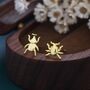 Sterling Silver Tiny Mismatched Little Stag Beetle Stud Earrings, thumbnail 3 of 12