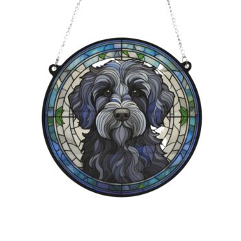 Labradoodle Black Stained Glass Effect Suncatcher, 2 of 5