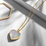 Mother Of Pearl Modern Heart Locket 18 K Gold Plate, thumbnail 3 of 9