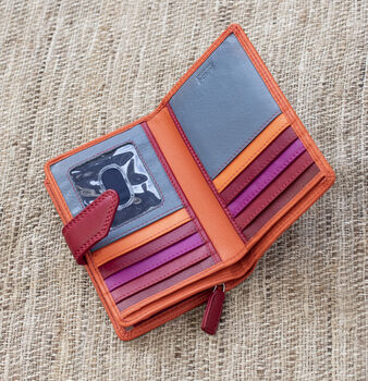 Woman's Personalised Orange Leather Wallet, 6 of 12