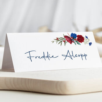 Wedding Place Cards With Burgundy And Blue, 2 of 4