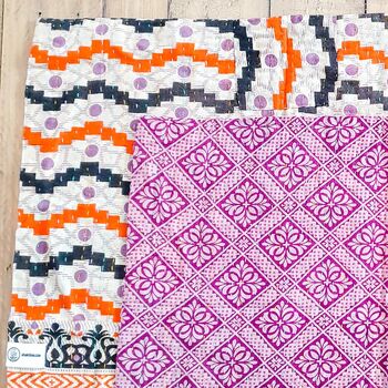 Vintage Cotton Placemats, Kantha Stitch Sari Dining Table Mats, Set Of Two, 3 of 11