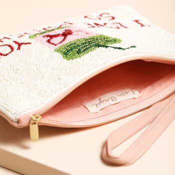 Beaded White 'I Love You So Matcha' Pouch, 3 of 3