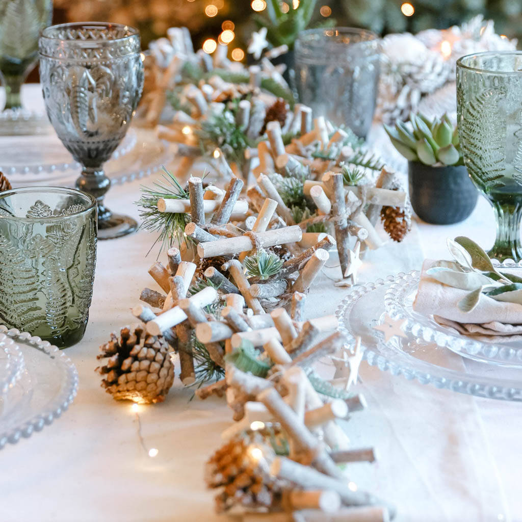 Natural LED Garland Christmas Table Centrepiece, 1 of 5