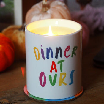 'Dinner At Ours' Scented Soy Wax Ceramic Candle, 3 of 3