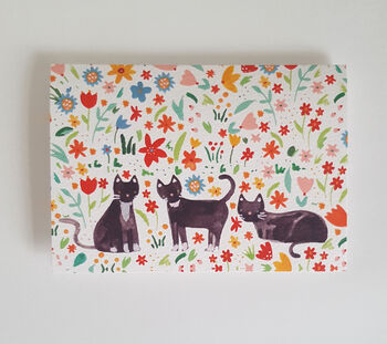 Three Cats Floral Greetings Card, 7 of 9