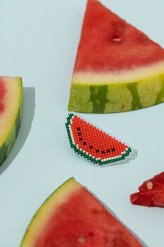 Make Your Own Watermelon Brooch Cross Stitch Kit, 3 of 9