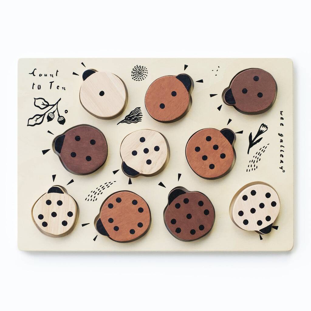 Wooden Tray Puzzle Count To 10 Ladybirds, 1 of 5