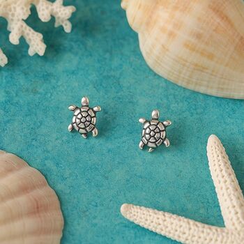 Sterling Silver Turtle Stud Earrings, 2 of 7
