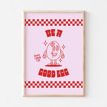 Retro Funny Kitchen Be A Good Egg Checkered Print, 8 of 9