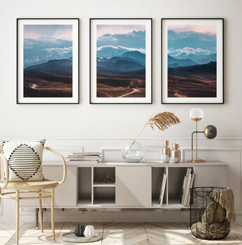 Set Of Three Black And White Mountain Unframed Prints, 3 of 7