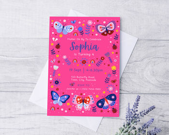 Digital Editable Butterfly Kids Birthday Party Invitation Template, 5 of 9