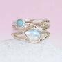 Molten Sterling Silver Moonstone And Blue Opal Ring, thumbnail 1 of 8