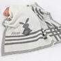 Personalised Bunny Striped Blanket White And Grey, thumbnail 2 of 10