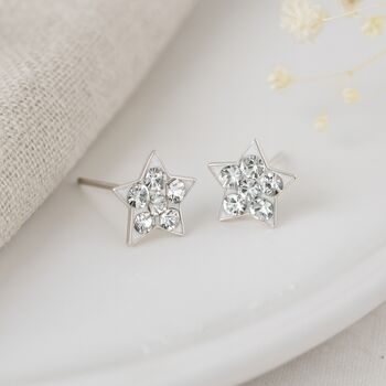 Sterling Silver Clear Cz Star Stud Earrings – 5mm, 3 of 8