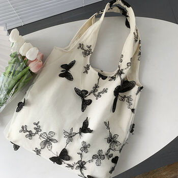 Canvas Butterfly Lightweight Back To School Tote Bag, 4 of 4