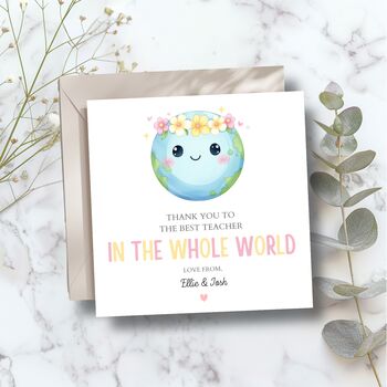 Personalised Thank You Teacher Card, Teacher End Of Term Gift, Best Teacher In The World, 2 of 3