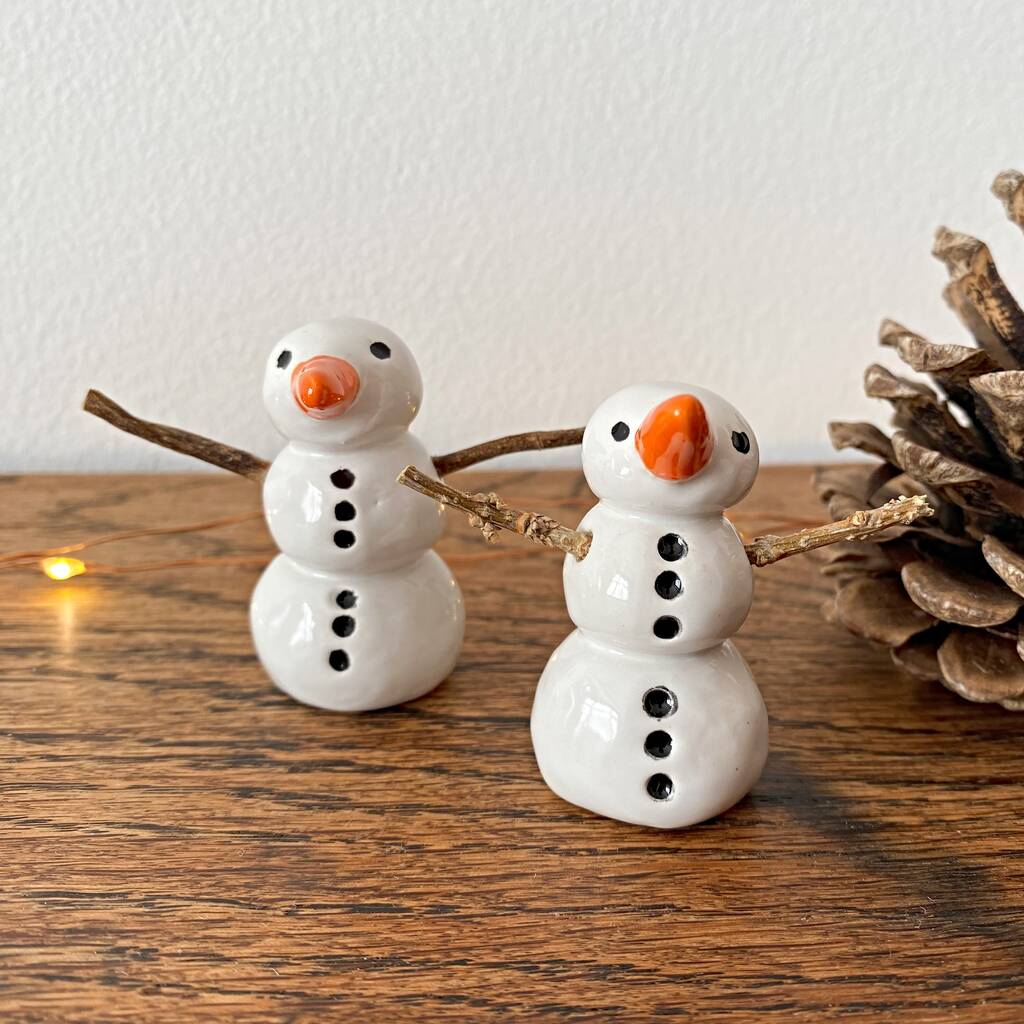 Handmade Ceramic Snowman With Real Twig Arms By Bobby Loves Rosie ...