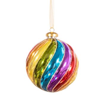 Spiral Rainbow Glass Christmas Bauble, 2 of 2